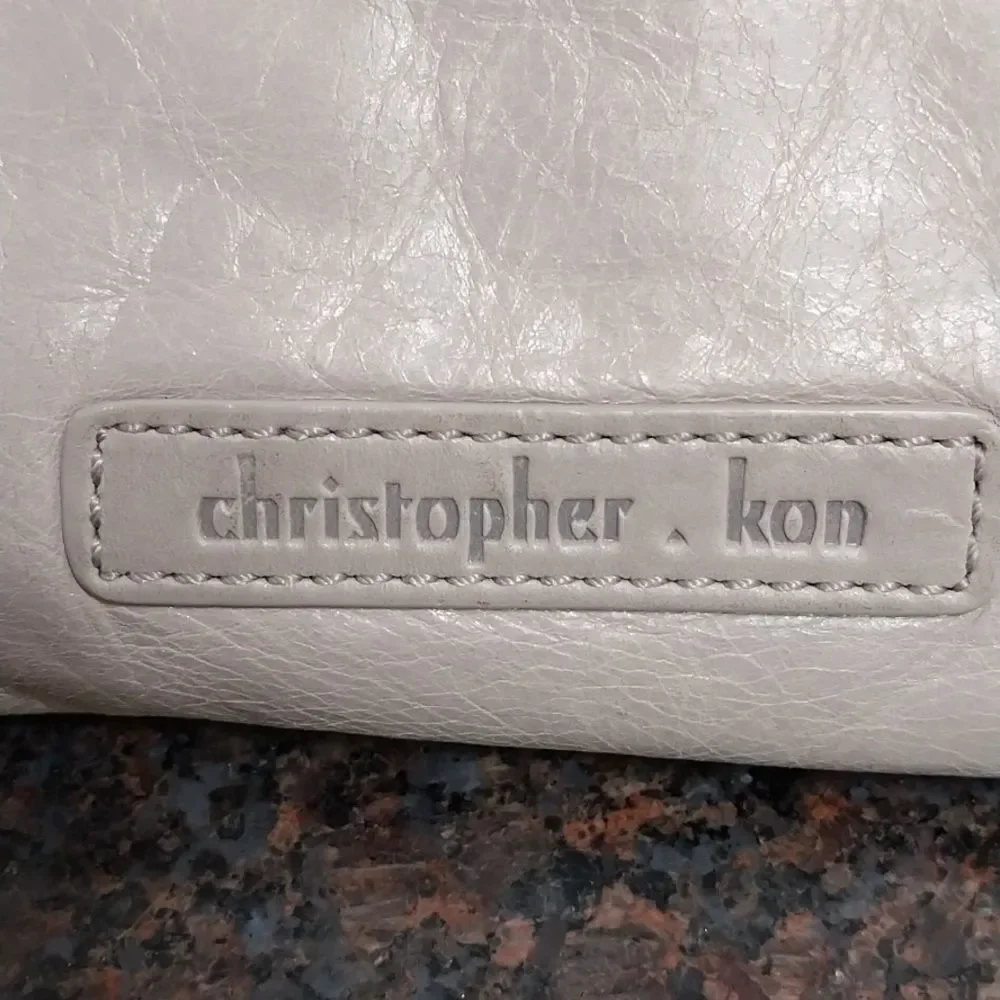 Christopher Kon Beige Leather Clutch Bag...EUC